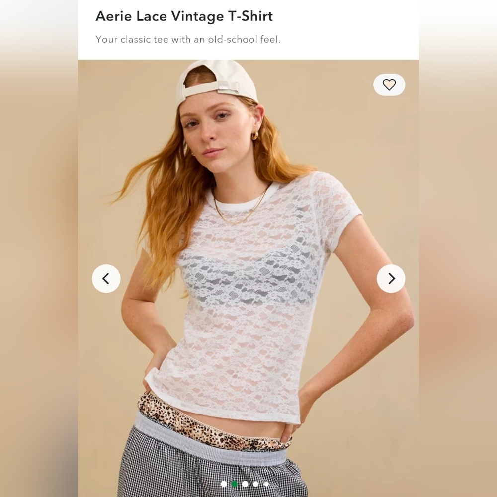 Aerie White Lace Vintage T-shirt, size small